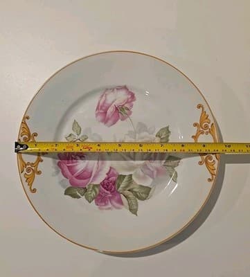 Bavaria ZS & Co Royal Munich Porcelain Hand Ptd Plate Gold Trim Roses Bouquet - Thumbnail 3