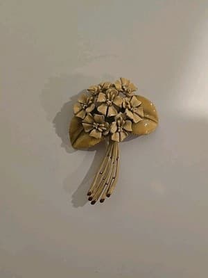 Vintage Estate BSK My Fair Lady Yellow Enamel Rhinestone Flower Brooch Pin 2.5”