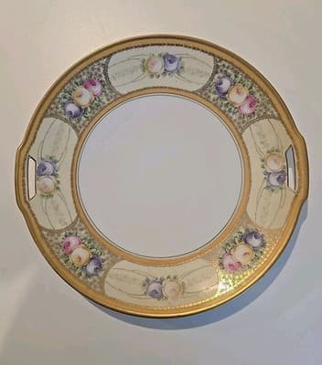 Antique RS Germany Cabbage Rose 10 7/8" Plate Gold Gilt - Thumbnail 4