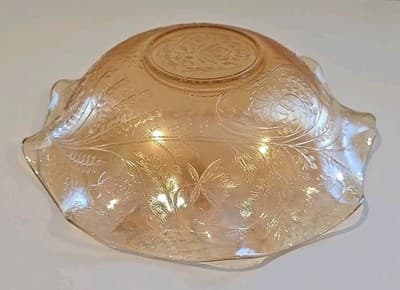 Vintage Glass Floragold Louisa Ruffled Edge Serving Bowl 12" - Thumbnail 5