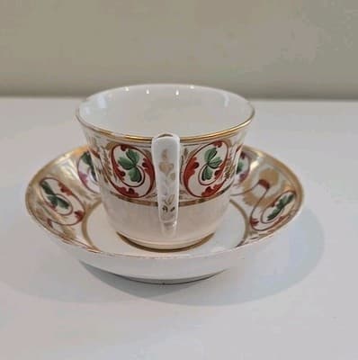 Antique Derby England Teacup & Saucer - Thumbnail 2
