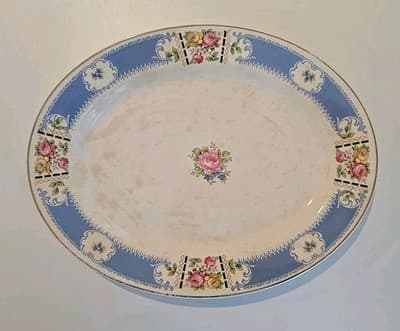 Vintage Homer Laughlin L40N6 Large 13 ¾” Oval Roses Serving Platter USA