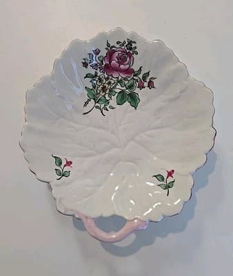 Vintage Luneville Leaf Shaped Dish Old Strasbourg Pattern 7 1/4" Made In France