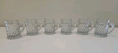 EAPG Beatty & Sons McKee Bros Crystal Glass Child Mug Swirl & Ball 3" Set of 6