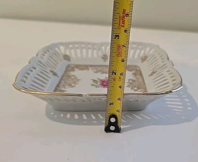 Vintage Schwarzenhammer Bavaria Germany 5.5" Square Reticulated Candy Bowl... - Thumbnail 5