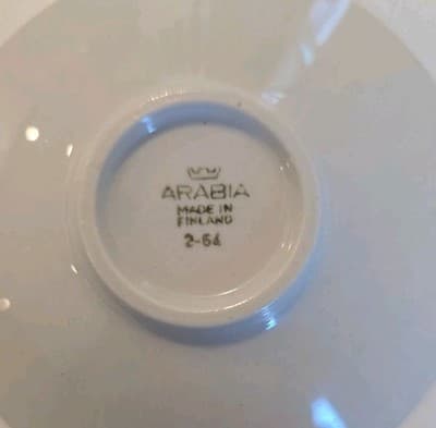 Vtg Arabia Of Finland Blue Rose Fruit Plate Hand Painted - Thumbnail 4