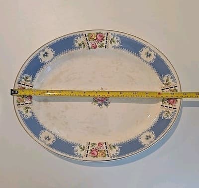 Vintage Homer Laughlin L40N6 Large 13 ¾” Oval Roses Serving Platter USA - Thumbnail 5