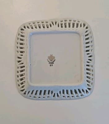 Vintage Schwarzenhammer Bavaria Germany 5.5" Square Reticulated Candy Bowl... - Thumbnail 2