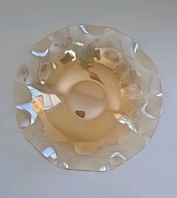 Vintage Glass Floragold Louisa Ruffled Edge Serving Bowl 12" - Thumbnail 2
