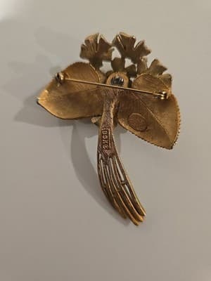 Vintage Estate BSK My Fair Lady Yellow Enamel Rhinestone Flower Brooch Pin 2.5” - Thumbnail 2