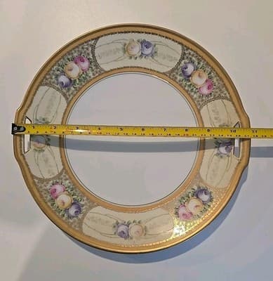 Antique RS Germany Cabbage Rose 10 7/8" Plate Gold Gilt - Thumbnail 5