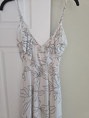 Heartsould High Low Ruffle Sleeveless White Black Leaf Dress Size Small - Thumbnail 2