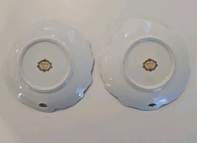 Vintage Pair Nasco African Violets Leaf Shaped Trinket Dish Made in Japan mABE - Thumbnail 3