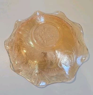 Vintage Glass Floragold Louisa Ruffled Edge Serving Bowl 12" - Thumbnail 6