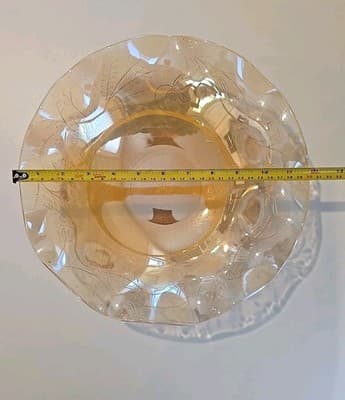Vintage Glass Floragold Louisa Ruffled Edge Serving Bowl 12" - Thumbnail 3