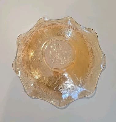 Vintage Glass Floragold Louisa Ruffled Edge Serving Bowl 12" - Thumbnail 7
