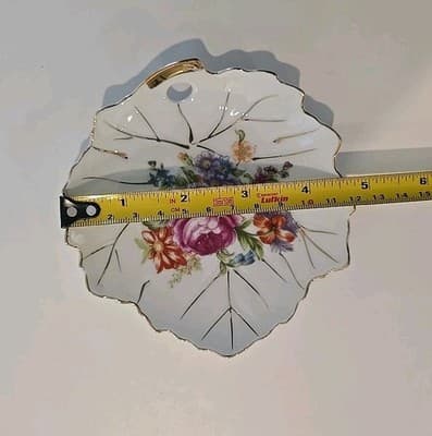 Vintage Pair Nasco African Violets Leaf Shaped Trinket Dish Made in Japan mABE - Thumbnail 6