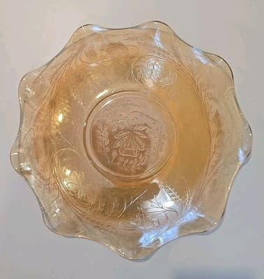 Vintage Glass Floragold Louisa Ruffled Edge Serving Bowl 12" - Thumbnail 8