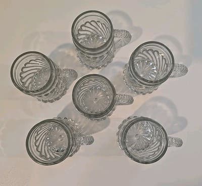 EAPG Beatty & Sons McKee Bros Crystal Glass Child Mug Swirl & Ball 3" Set of 6 - Thumbnail 3