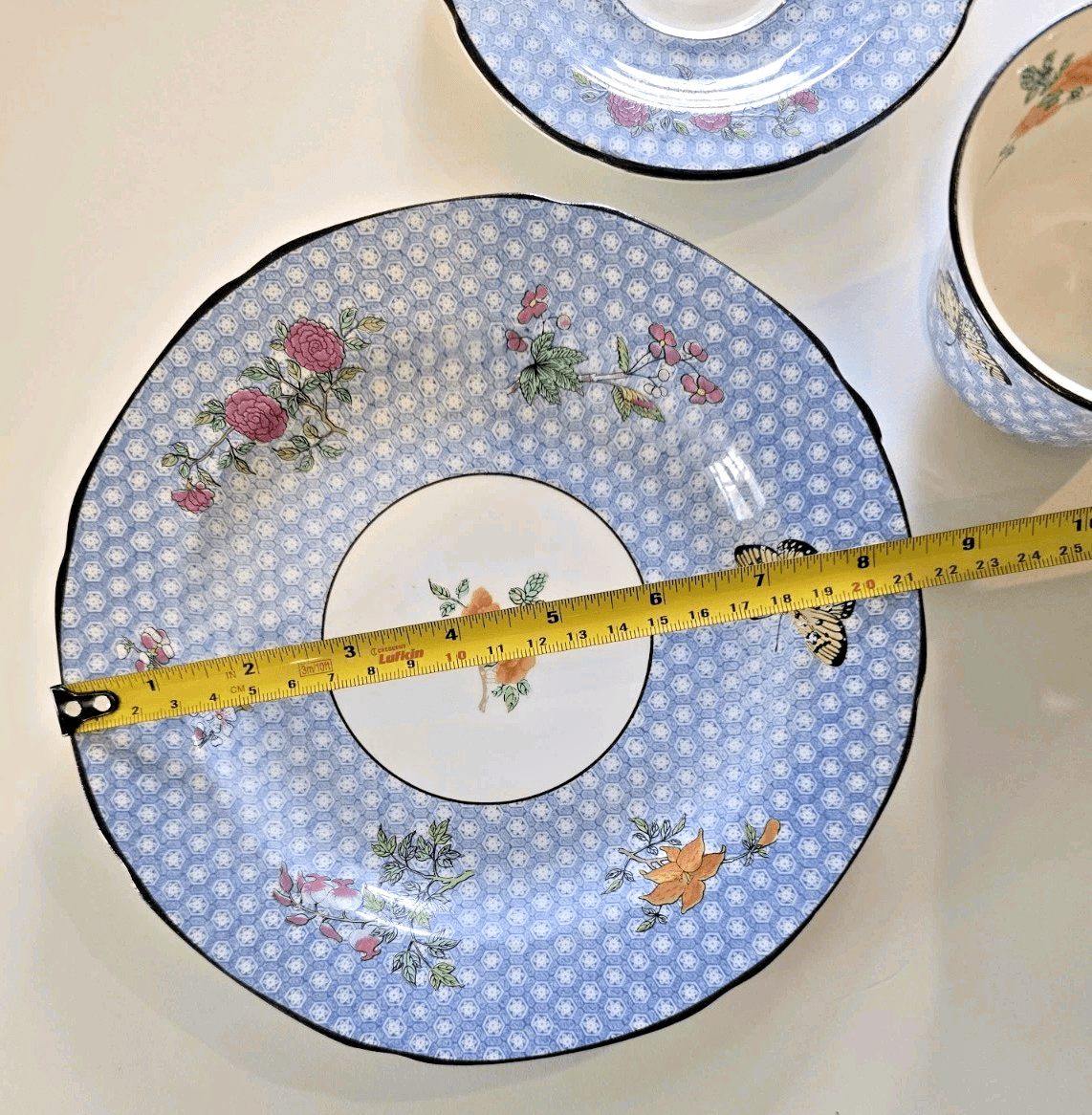 Mottahedeh England for Tiffany & Co Cornelia Blue Teacup Saucer and Plate 3pc - Thumbnail 5
