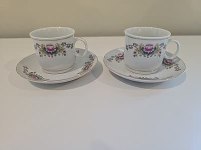 Taramina Demitasse Cup & Saucer 2 Sets Liling China