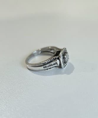 Real JWBR Diamond Sterling Silver 925 Cluster Engagement Ring Sz 7 - Thumbnail 10