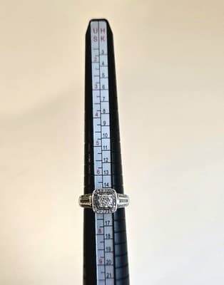 Real JWBR Diamond Sterling Silver 925 Cluster Engagement Ring Sz 7 - Thumbnail 12