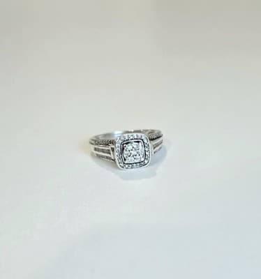 Real JWBR Diamond Sterling Silver 925 Cluster Engagement Ring Sz 7 - Thumbnail 3