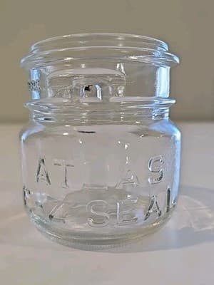 Vtg. Atlas EZ Seal Canning Jar Bottle Embossed Clear Glass No Lid 13 - Thumbnail 2