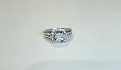Real JWBR Diamond Sterling Silver 925 Cluster Engagement Ring Sz 7 - Thumbnail 2