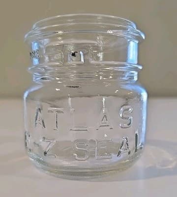 Vtg. Atlas EZ Seal Canning Jar Bottle Embossed Clear Glass No Lid 13
