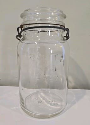Vintage Atlas Z-SEAL Glass Jar No Lid Clear 5056 - Thumbnail 4