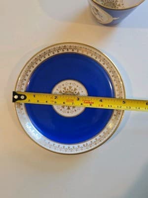 Antique French Painted Portrait Sevres Demitasse Cup Saucer Blue Portrait Cherub - Thumbnail 8