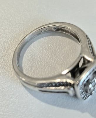 Real JWBR Diamond Sterling Silver 925 Cluster Engagement Ring Sz 7 - Thumbnail 4