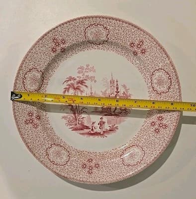 Antique Wedgwood Singanese Red Transferware Plate c. 1847 - Thumbnail 7