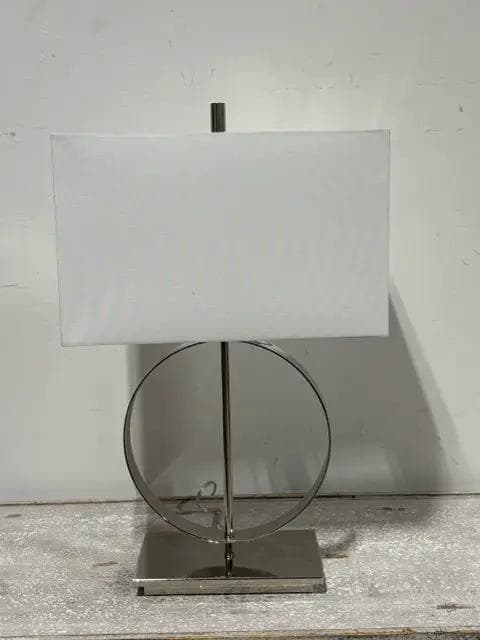 Silver Table Lamp With White Square Shade