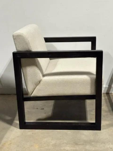 Ashley Alarick Dark Wood And Cream Upholstery Accent Chair - Thumbnail 2