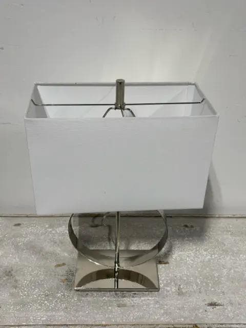Silver Table Lamp With White Square Shade - Thumbnail 2