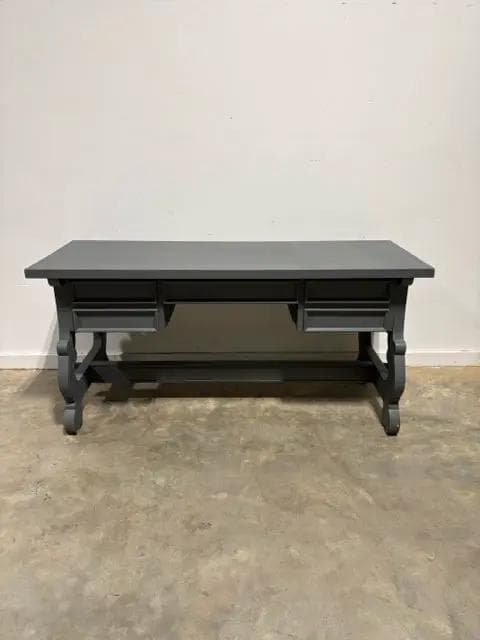 5-Drawer Painted Gray Desk (AS IS) - Thumbnail 3