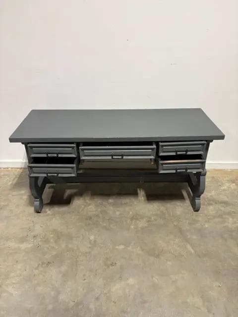 5-Drawer Painted Gray Desk (AS IS) - Thumbnail 2