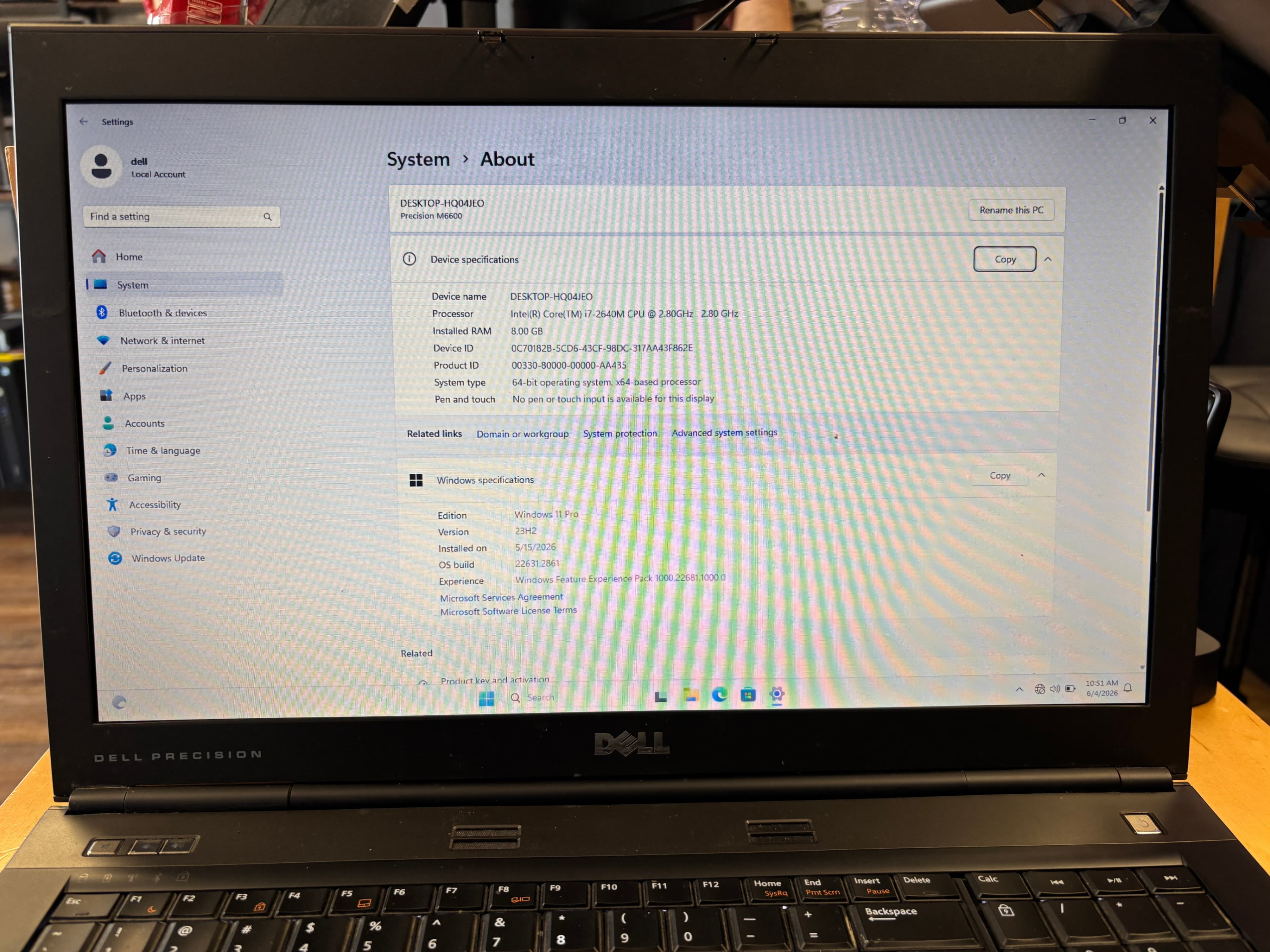 Dell Precision M6000 Laptop i7-2640M 8GB RAM 125GB SSD - Thumbnail 5