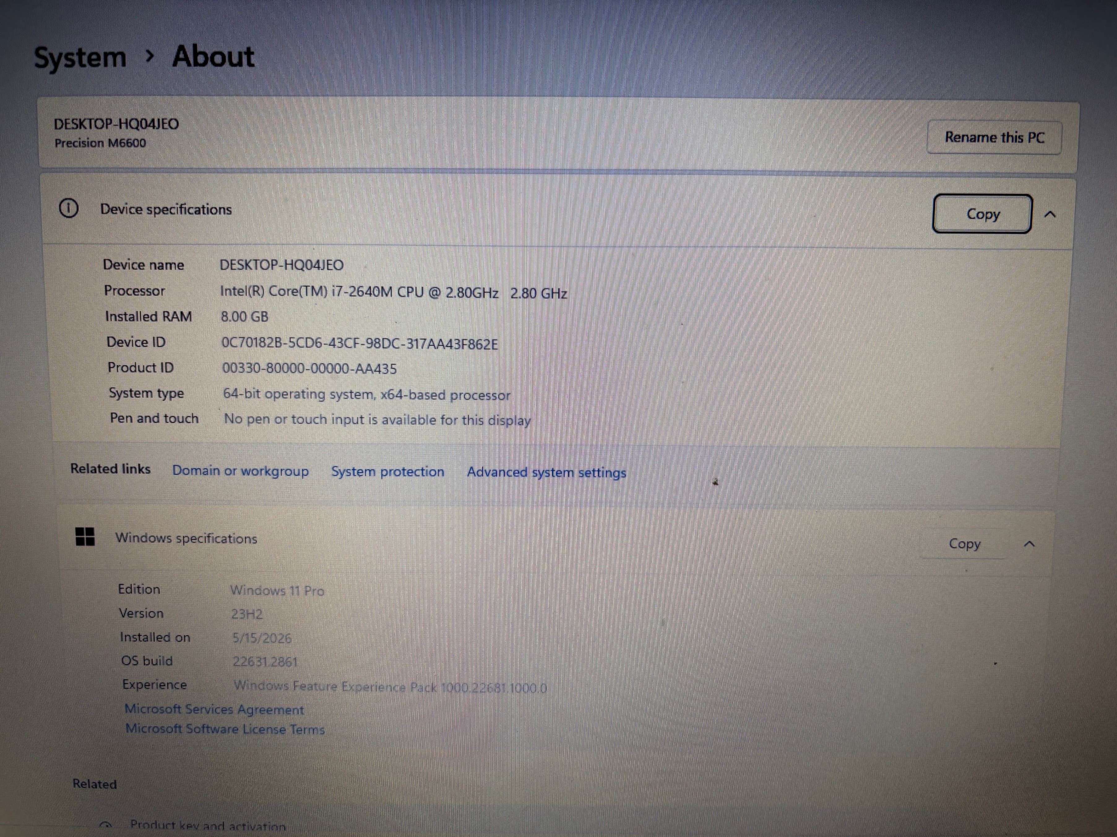 Dell Precision M6000 Laptop i7-2640M 8GB RAM 125GB SSD - Thumbnail 4