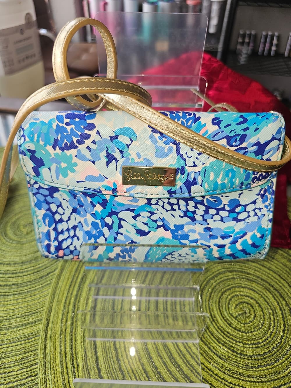 Lilly Pulitzer Blue Multi Floral Crossbody with Gold Strap - Thumbnail 2