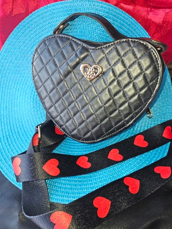 Quilted Heart-Shaped Shoulder Bag in Black with Heart-Accent Strap - Thumbnail 6