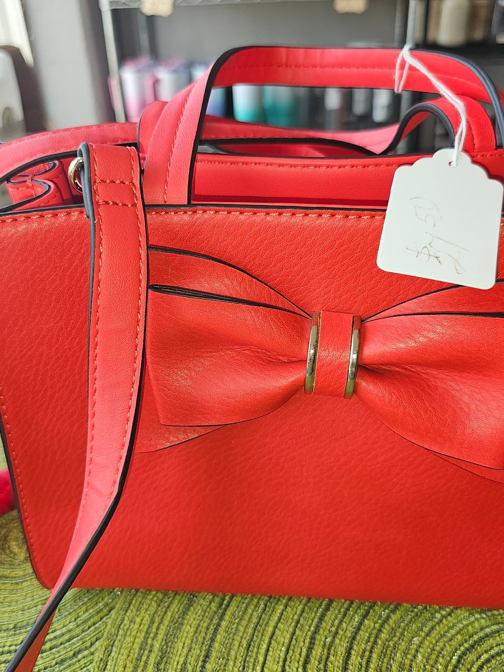 Red Bow Accent Womens Handbag - Thumbnail 2