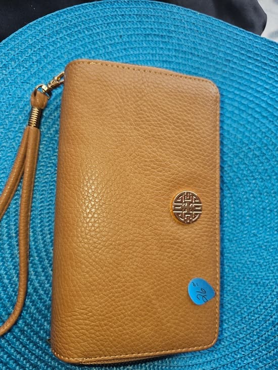 Anne Kleindouble zip Wristlet Wallet with Gold Emblem - Thumbnail 4