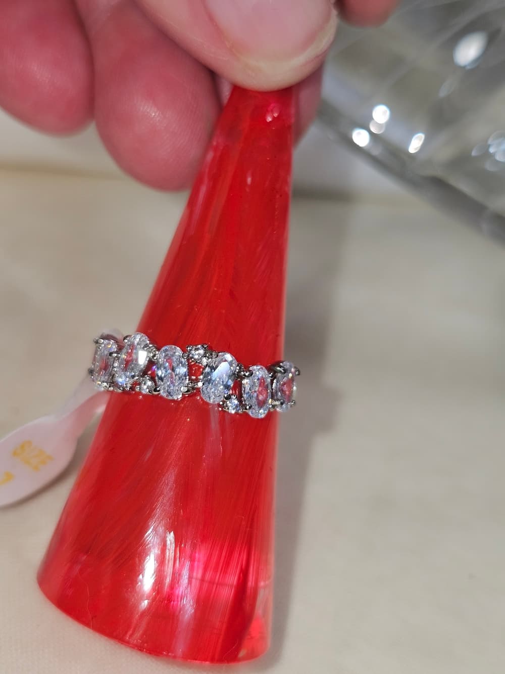 Elegant Silver Ring with Lavender Cubic Stones - Thumbnail 2