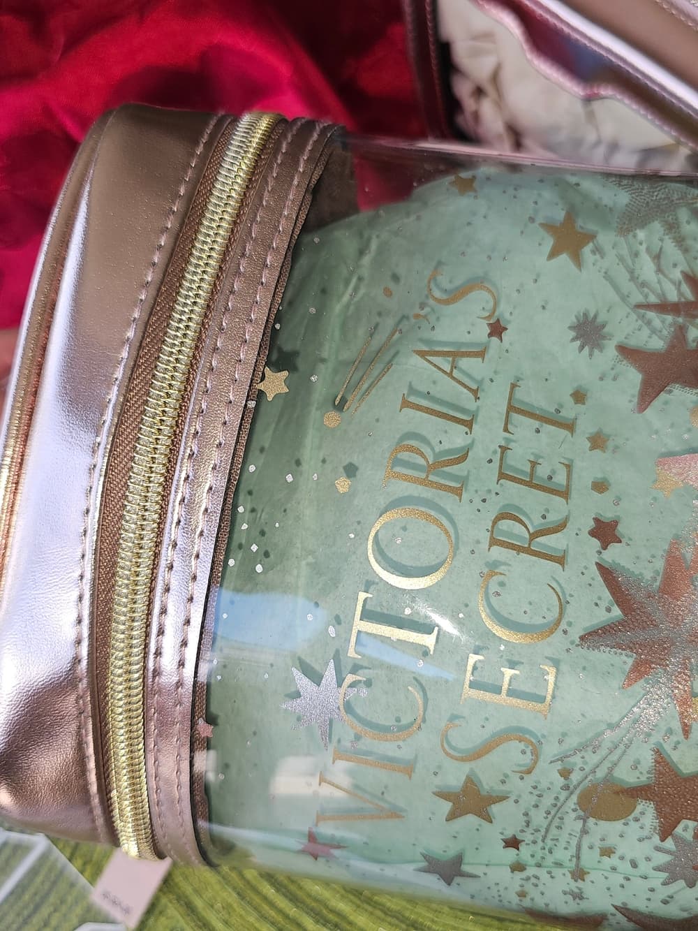 Victoria's Secret Rose Gold and Mint Clear Travel Pouch - Thumbnail 2