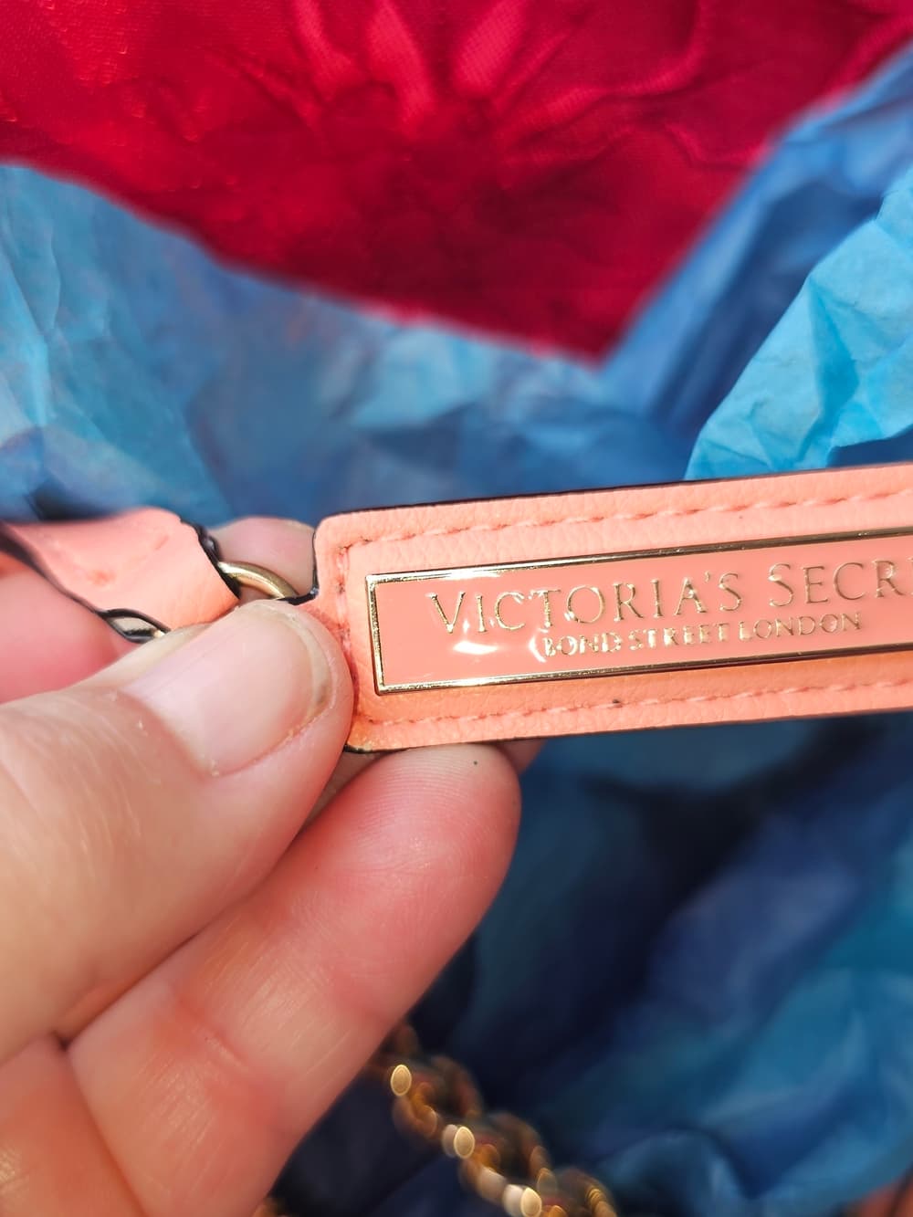 Victoria's Secret Peach Woven Chain-Handle Shoulder Bag - Thumbnail 2
