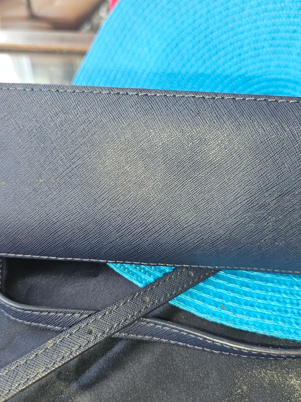 Michael Kors Navy Blue Crossbody Wallet - Gold Logo - Thumbnail 3